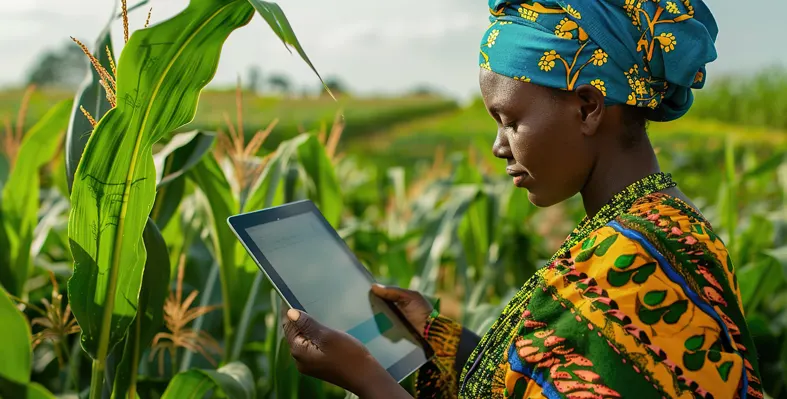 African woman with tablet 