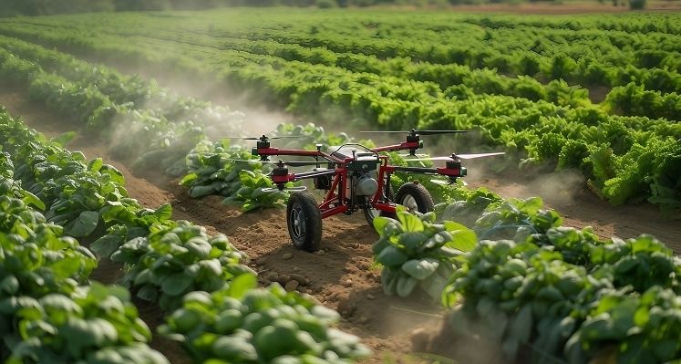 agricultural robot in a field