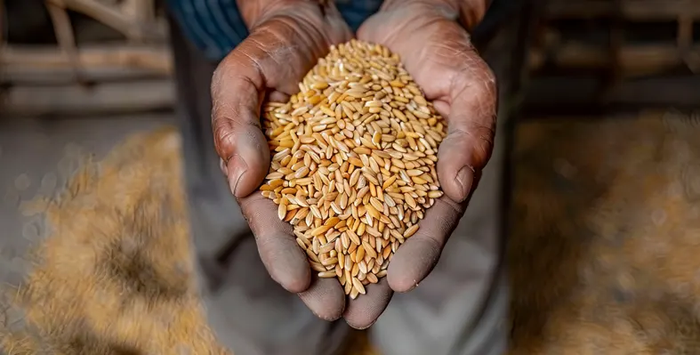 grains in hand