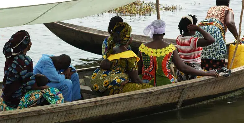 African fishermen on a boat